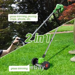 1200W Electric Weed Edger Brush Cutter Wheeled Cordless String Grass Trimmer Set