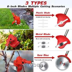 1200W Electric Weed Edger Brush Cutter Wheeled Cordless String Grass Trimmer Set