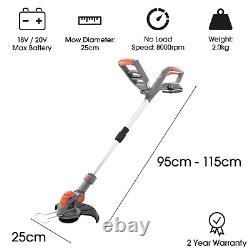 20V Electric Battery Cordless Grass Trimmer Strimmer Garden Edger Cutter