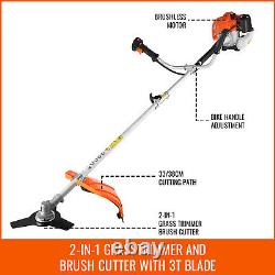 2 IN 1 Petrol Brush Cutter Garden Grass Line Trimmer 52cc 2-Stroke Engine 2.5kw