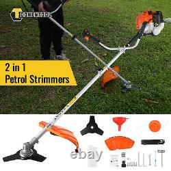 2 in 1 52cc Petrol Garden Brush Cutter Grass Line Trimmer 2-Stroke Engine 2.5kw