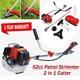 2-in-1 52cc Petrol Strimmer Brush Cutter Garden Grass Line Trimmer Tool Garden