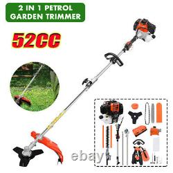 2 in 1 Petrol Brush Cutter Strimmer Garden Grass Trimmer 52cc 2 Stroke Engine