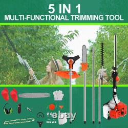 52CC 5 in 1 Gas Pole Saw Brush Cutter Gas Hedge Trimmer for Tree Weed Multi Tool