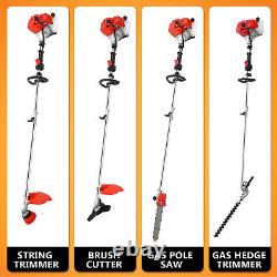 52CC 5 in 1 Gas Pole Saw Brush Cutter Gas Hedge Trimmer for Tree Weed Multi Tool