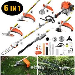 52CC 6 in1 Hedge Trimmer Multi Tool Petrol Strimmer Brush Cutter Garden Chainsaw