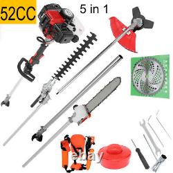 52CC Petrol Garden MULTI TOOL 5 in 1 Grass & Hedge Trimmer Strimmer Pole saw