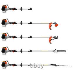 52 CC 5 In 1 Petrol Grass Strimmer Trimmer Brush Cutter Hedge Trimmer Chainsaw