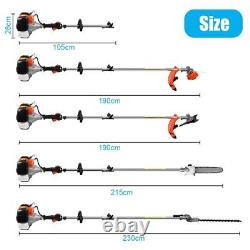 52 CC 5 In 1 Petrol Grass Strimmer Trimmer Brush Cutter Hedge Trimmer Chainsaw