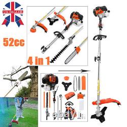 52 CC 5 in1 Hedge Trimmer Multi Tool Petrol Strimmer Brush Cutter Garden Chainsa