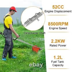52cc 2 in 1 Weed Eater Petrol Powered Brush Cutter and String Trimmer 2-Cycle