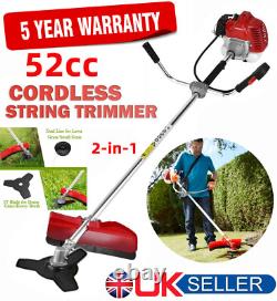 52cc 2in1 Petrol Strimmer grass line trimmer weed Brush Cutter Garden Tool UK