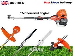52cc 4 in 1 Garden Multi Tool Strimmer Petrol Hedge Trimmer Chainsaw Brushcutter