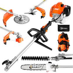 52cc 5 in 1 Garden Tool Set Petrol Strimmer Hedge Cutter Chainsaw Trimmer Pruner