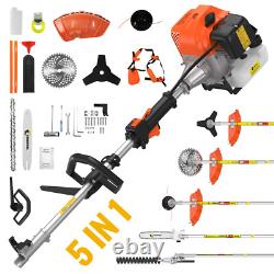 52cc 5-in-1 Hedge Trimmer Tool Petrol Strimmer Brush Cutter Garden Chainsaw Tool