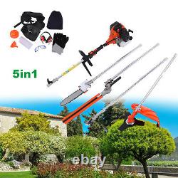 52cc 5in 1 Hedge Trimmer Multi Tool Petrol Strimmer Brush Cutter Garden Chainsaw