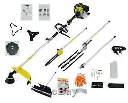 52cc 6 in 1 Hedge Trimmer Garden Multi Tool Petrol Strimmer Brushcutter Chainsaw