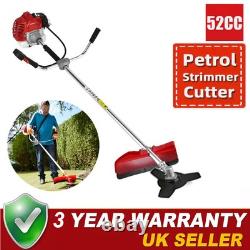 52cc Grass Strimmer Trimmer Brush Cutter 2in1 Petrol Garden 3 Year Warranty
