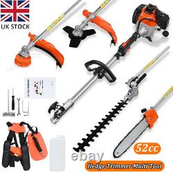 52cc Hedge Trimmer Petrol Multi Tool Grass Strimmer Brush Cutter Chainsaw Pruner