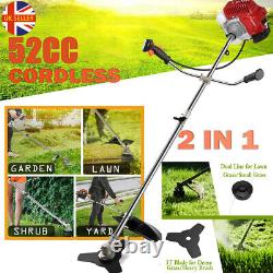52cc Petrol Grass Strimmer Brush Cutter 2IN1 Multi Function Garden Tool UK