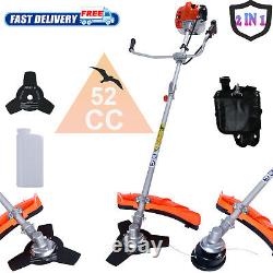 52cc Petrol Grass Strimmer Brush Cutter Trimmer Strapped 2-Stroke Garden Tool UK