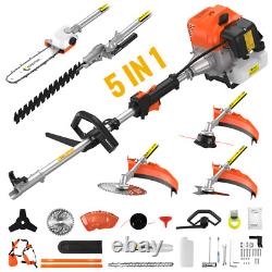 52cc Petrol Strimmer Brush Cutter 5 in 1 Garden Grass Line Trimmer 2-Stroke Tool