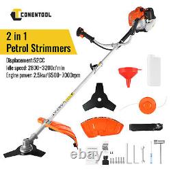 52cc Petrol Trimmer 2.5kw 2-In-1 Brush Cutter Garden Grass Line 2-Stroke Engine