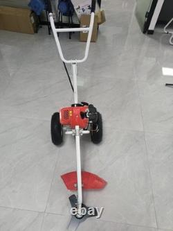 52cc Petrol Wheeled Brush Cutter 2-Stroke Grass Heavy Duty Red Handles Trolley