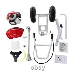 52cc Petrol Wheeled Brush Cutter 2-Stroke Grass Heavy Duty Red Handles Trolley