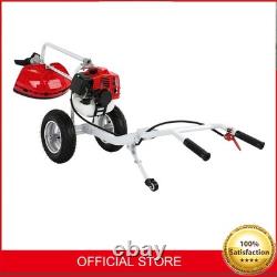 52cc Petrol Wheeled Brush Cutter 2 in 1 Trolley Split Shaft Handles Grass New