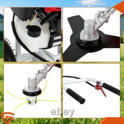 52cc Petrol Wheeled Brush Cutter Trolley 2-Stroke Handles Red 7500rpm Heavy Duty