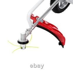 52cc Petrol Wheeled Brush Cutter Trolley 2-Stroke Handles Red 7500rpm Heavy Duty