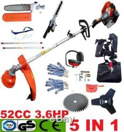 52cc Trimmer 5 in 1 Petrol Strimmer Chainsaw Brushcutter Multi Tool Garden Hedge