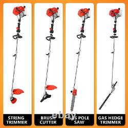 5 in 1 52cc Petrol Hedge Trimmer Chainsaw Brush Cutter Pole Saw Outdoor Tools UK