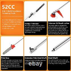 5 in 1 52cc Petrol Hedge Trimmer Chainsaw Brush Cutter Pole Saw Outdoor Tools UK