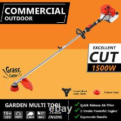 5 in 1 52cc Petrol Hedge Trimmer Chainsaw Brush Cutter Pole Saw Outdoor Tools UK