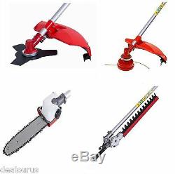 5 in 1 E-START Multi Function Garden Tool Petrol Strimmer Hedge Chainsaw Trimmer