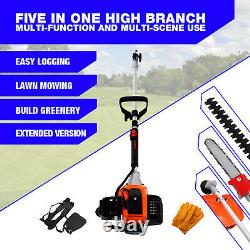 5 in 1 Hedge Trimmer Tool 52CC Petrol Strimmer Brush Cutter Garden Chainsaw