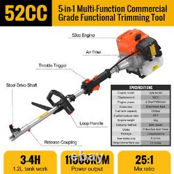 5-in-1 Petrol Strimmer 52cc Brush Cutter Garden Grass Line Trimmer Two-Stroke UK