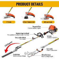 5-in-1 Petrol Strimmer 52cc Brush Cutter Garden Grass Line Trimmer Two-Stroke UK