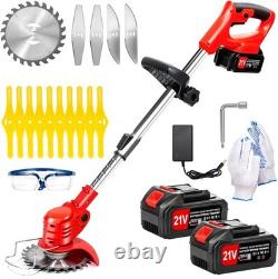 All-in-One Adjustable Grass Trimmer with Dual Batteries for Yard & Garden Use