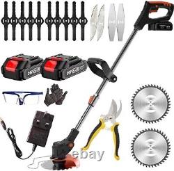 Electric Garden Strimmer Cordless 2 Batteries Telescopic Brush Cutter Light