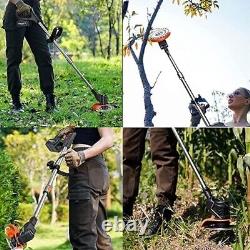 Electric Garden Strimmer Cordless 2 Batteries Telescopic Brush Cutter Light