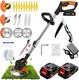 Garden Cordless Strimmer, Electric Grass Strimmer With 2 X 21v Batteries And Uk