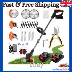 Garden Strimmer Cordless with Blades Grass Electric Telescopic Brush Cutter