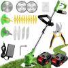 Gompuy Strimmer, Cordless Garden Strimmer With Blades, Grass Trimmer 90° Head