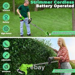 Gompuy Strimmer, Cordless Garden Strimmer with Blades, Grass Trimmer 90° Head