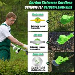 Gompuy Strimmer, Cordless Garden Strimmer with Blades, Grass Trimmer 90° Head