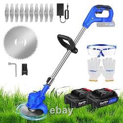 Grass Trimmer Electric 21V Cordless Strimmer with 2x Battery Lawn Mower Garden