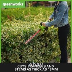 Greenworks G24HT56 Cordless Hedge Trimmer, 56cm Dual Action Blades, Cuts up to 1